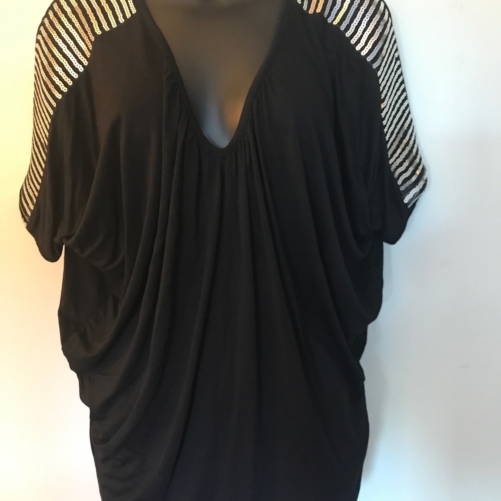 2b Bébé Black cotton sequined shirt - size Medium.